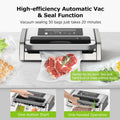 Bonsenkitchen Vacuum Sealer Machine, Powerful Low-Noise Food Vacuum Sealer, Globefish Technology for High-Speed Continuous Working (Full Silver)