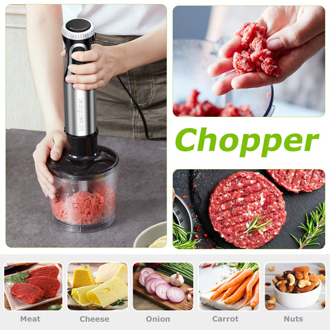 Bonsenkitchen Hand Blender, 4-in-1 Stainless Steel Hand Immersion