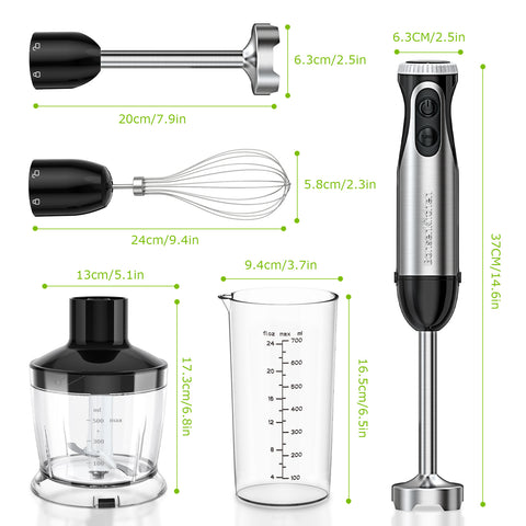 Bonsenkitchen HB8003 9-Speed 5 in 1 Stainless Steel Electric Handheld