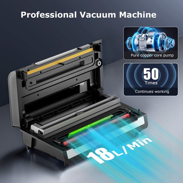 Full Automatic Food Vacuum sealer, Built-in Cutter and Bag Storage with 2 Rolls Bags