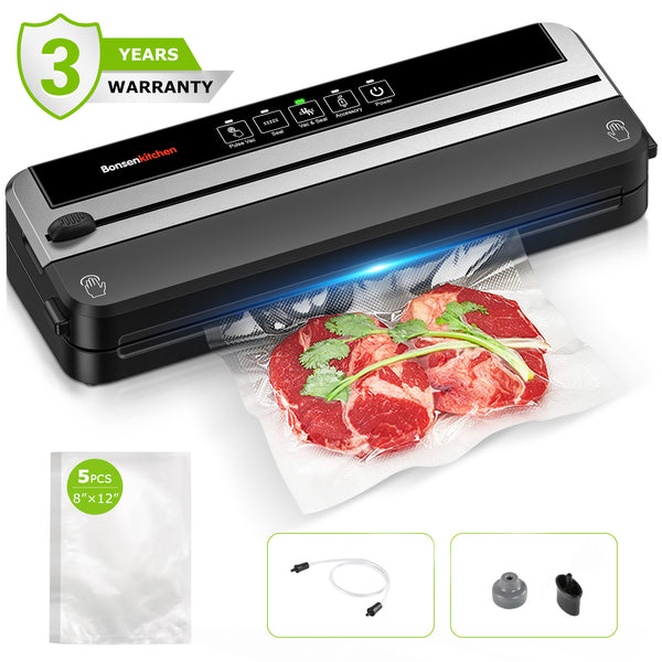 Bonsenkitchen Food Vacuum Sealer Machine, Built-In Cutter foodsaver with 5 Vacuum Bags,VS2500