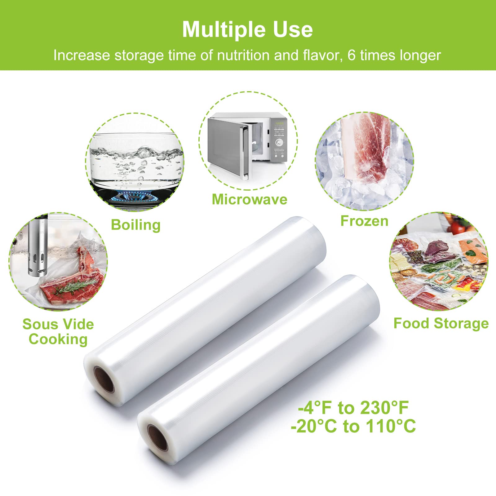 Bonsenkitchen Vaccum Sealer bags, Vacuum Rolls