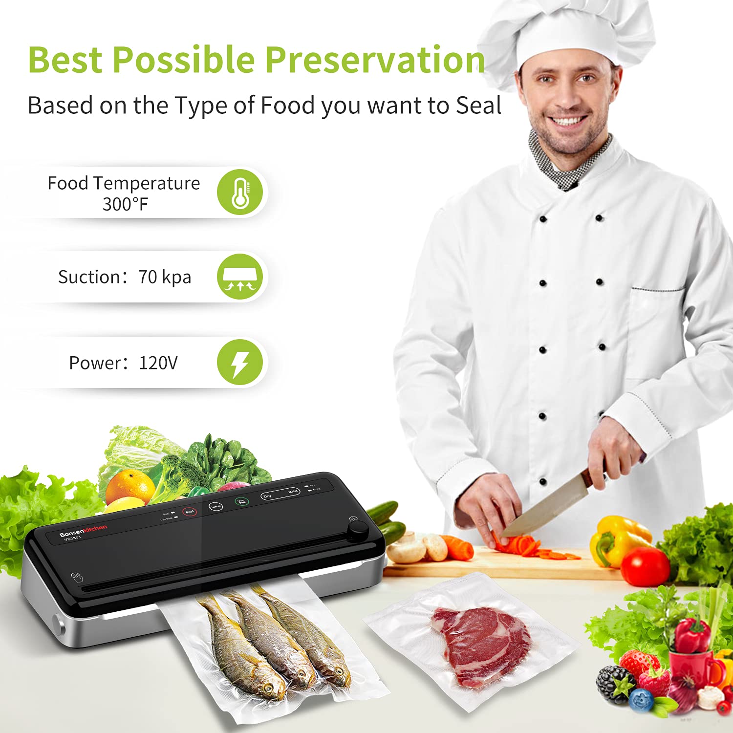 Bonsenkitchen VS3801 Vacuum Sealer