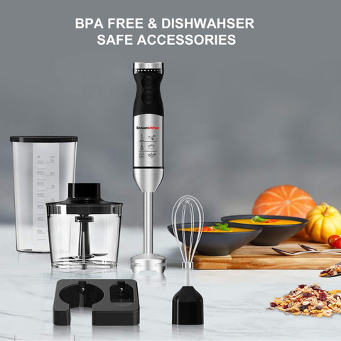 Bonsenkitchen HB8003  9-Speed 5 in 1 Stainless Steel Electric Handheld Blender