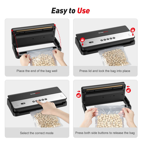 Bonsenkitchen Vacuum Sealer Machine, 5 Sealing Modes, Built-in Cutter & Roll Storage