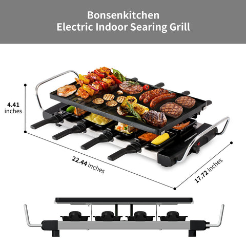 Bonsenkitchen Smokeless Fast Heating BBQ Electric Grill GV8002-NEW