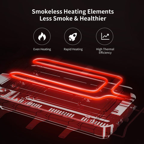 Bonsenkitchen Smokeless Fast Heating BBQ Electric Grill GV8002-NEW